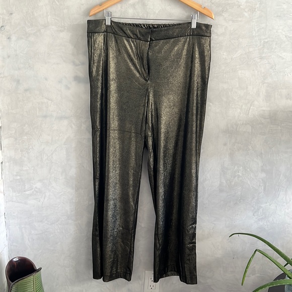 NWOT Joie Black and Gold Metallic wide leg trouser, Size 1x - Picture 1 of 7